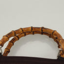 GUCCI Bamboo Hand Bag Nylon 2way Brown Silver 000 1998 0540 Auth ti3282-8