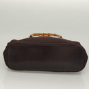 GUCCI Bamboo Hand Bag Nylon 2way Brown Silver 000 1998 0540 Auth ti3282-5
