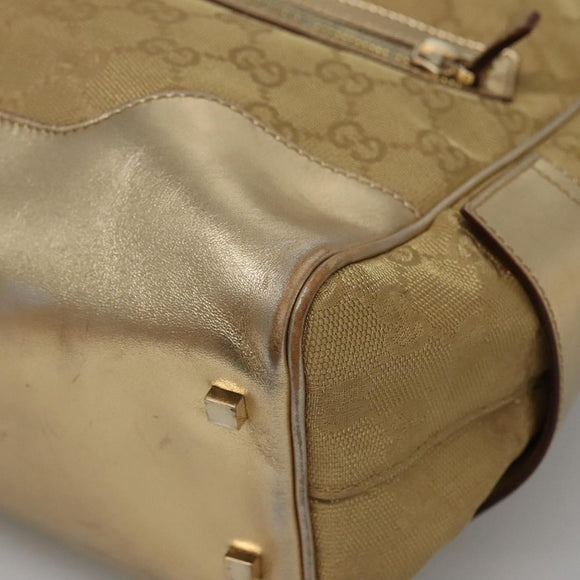 GUCCI GG Canvas Hand Bag Gold Tone 002 1115 Auth ti3284
