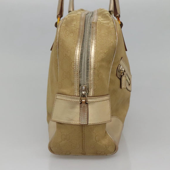 GUCCI GG Canvas Hand Bag Gold Tone 002 1115 Auth ti3284