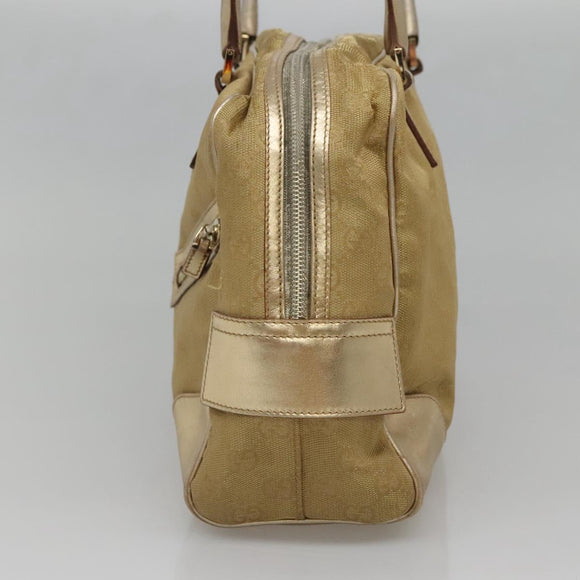 GUCCI GG Canvas Hand Bag Gold Tone 002 1115 Auth ti3284