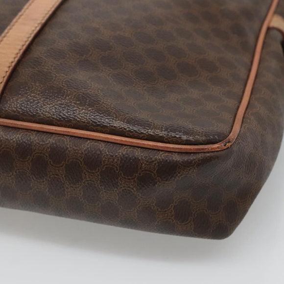CELINE Macadam Canvas Business Bag PVC Leather Brown Gold Auth ti3286