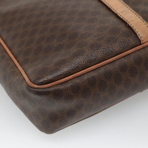 CELINE Macadam Canvas Business Bag PVC Leather Brown Gold Auth ti3286