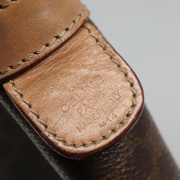 CELINE Macadam Canvas Business Bag PVC Leather Brown Gold Auth ti3286