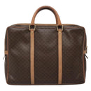 CELINE Macadam Canvas Business Bag PVC Leather Brown Gold Auth ti3286-2