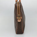 CELINE Macadam Canvas Business Bag PVC Leather Brown Gold Auth ti3286-3