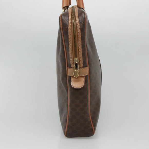 CELINE Macadam Canvas Business Bag PVC Leather Brown Gold Auth ti3286