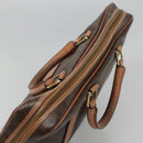 CELINE Macadam Canvas Business Bag PVC Leather Brown Gold Auth ti3286-6