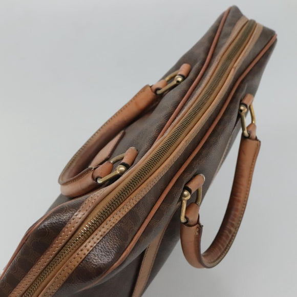 CELINE Macadam Canvas Business Bag PVC Leather Brown Gold Auth ti3286