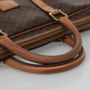 CELINE Macadam Canvas Business Bag PVC Leather Brown Gold Auth ti3286-7