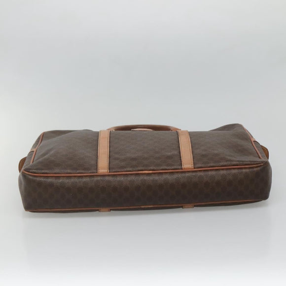 CELINE Macadam Canvas Business Bag PVC Leather Brown Gold Auth ti3286