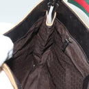 GUCCI Web Sherry Line Shoulder Bag Canvas Beige Silver 001 4321 Auth ti3288-19