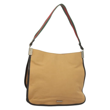 GUCCI Web Sherry Line Shoulder Bag Canvas Beige Silver 001 4321 Auth ti3288