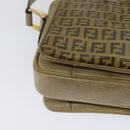 FENDI Zucchino Canvas Shoulder Bag Coated Canvas Beige Gold Auth ti3296-15