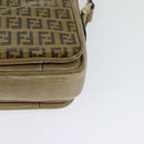 FENDI Zucchino Canvas Shoulder Bag Coated Canvas Beige Gold Auth ti3296-16