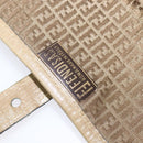 FENDI Zucchino Canvas Shoulder Bag Coated Canvas Beige Gold Auth ti3296-17