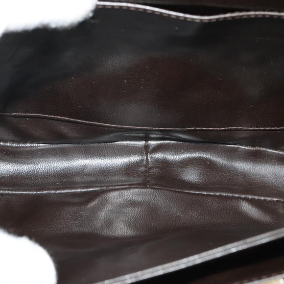 FENDI Zucchino Canvas Shoulder Bag Coated Canvas Beige Gold Auth ti3296