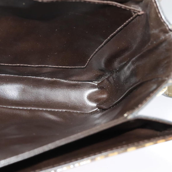 FENDI Zucchino Canvas Shoulder Bag Coated Canvas Beige Gold Auth ti3296