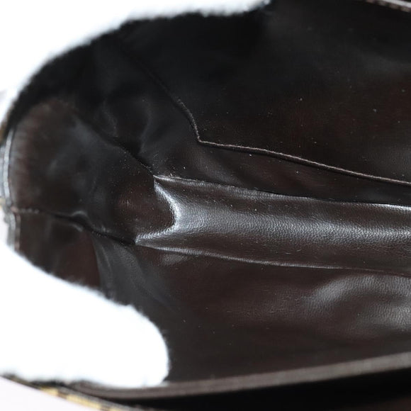 FENDI Zucchino Canvas Shoulder Bag Coated Canvas Beige Gold Auth ti3296