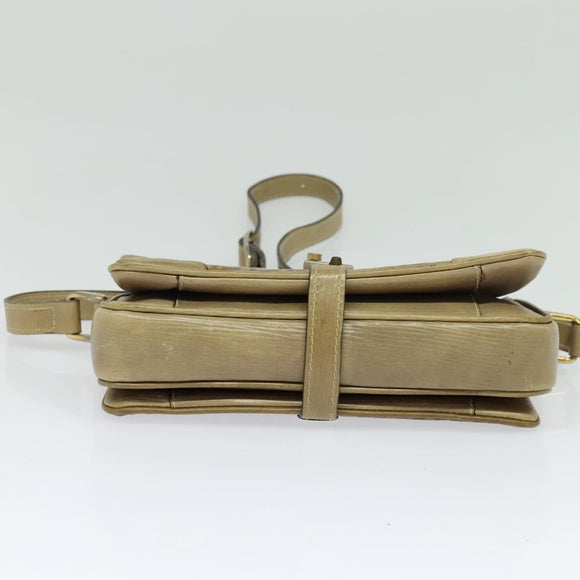 FENDI Zucchino Canvas Shoulder Bag Coated Canvas Beige Gold Auth ti3296