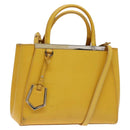 FENDI Hand Bag Leather Yellow Silver Auth ti3304-1