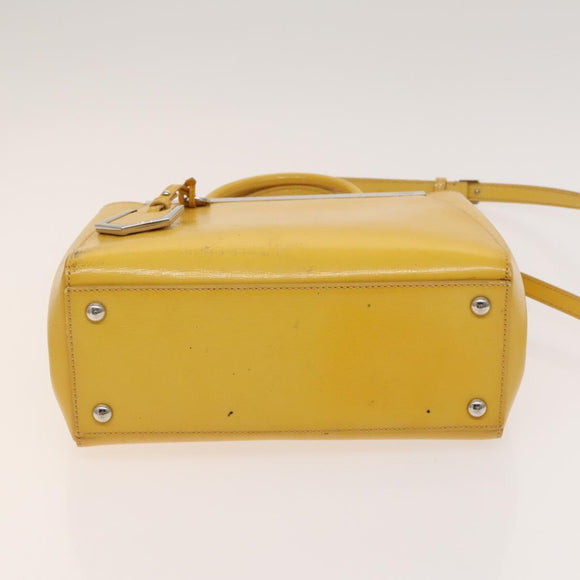 FENDI Hand Bag Leather Yellow Silver Auth ti3304