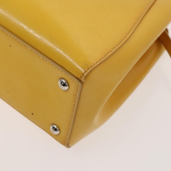 FENDI Hand Bag Leather Yellow Silver Auth ti3304