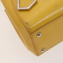 FENDI Hand Bag Leather Yellow Silver Auth ti3304-9