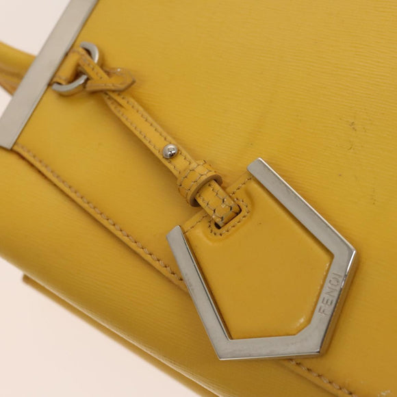 FENDI Hand Bag Leather Yellow Silver Auth ti3304