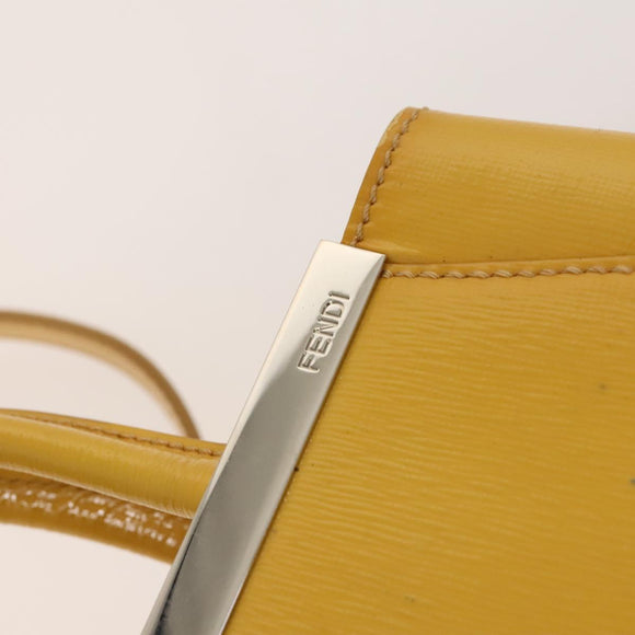FENDI Hand Bag Leather Yellow Silver Auth ti3304