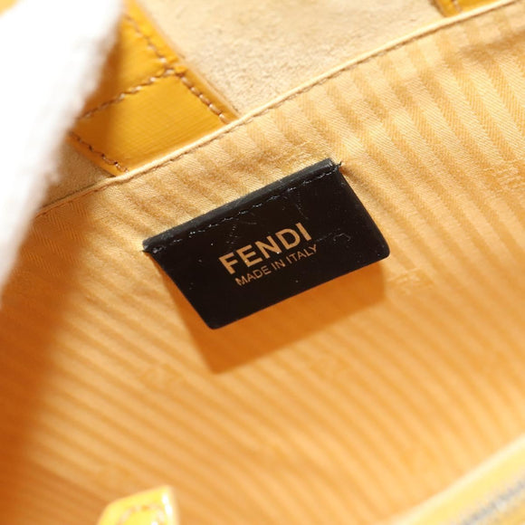 FENDI Hand Bag Leather Yellow Silver Auth ti3304