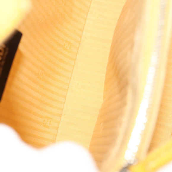 FENDI Hand Bag Leather Yellow Silver Auth ti3304