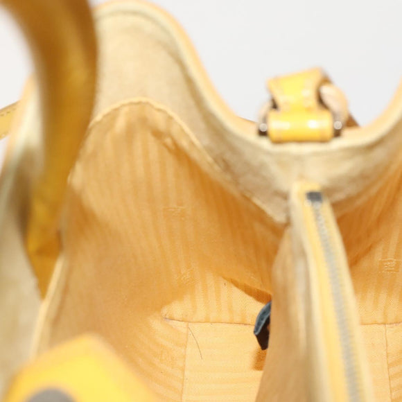 FENDI Hand Bag Leather Yellow Silver Auth ti3304