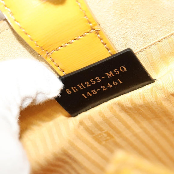 FENDI Hand Bag Leather Yellow Silver Auth ti3304