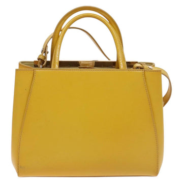 FENDI Hand Bag Leather Yellow Silver Auth ti3304 - 0