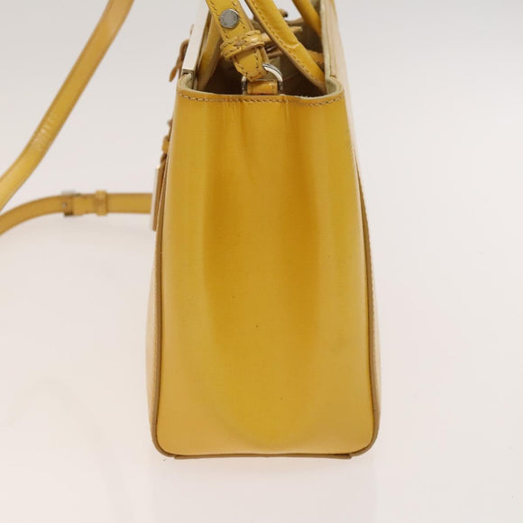 FENDI Hand Bag Leather Yellow Silver Auth ti3304