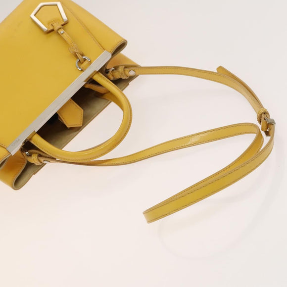 FENDI Hand Bag Leather Yellow Silver Auth ti3304