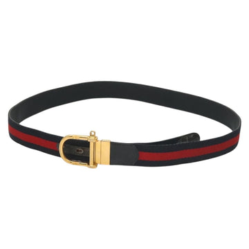 GUCCI Sherry Line Belt Leather 43.3"" Navy Gold Auth ti3306 - 0
