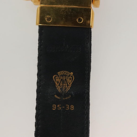 GUCCI Sherry Line Belt Leather 43.3"" Navy Gold Auth ti3306