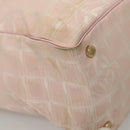 CHANEL New Travel Line Tote Bag Nylon Pink Gold CC Auth ti3318-9
