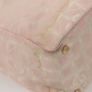 CHANEL New Travel Line Tote Bag Nylon Pink Gold CC Auth ti3318-15