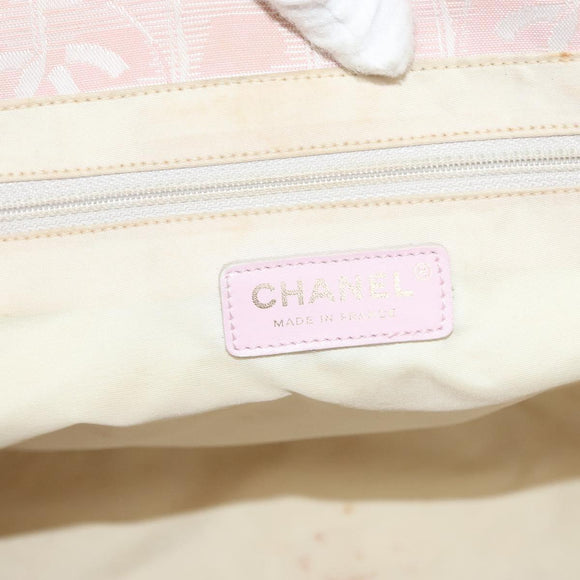 CHANEL New Travel Line Tote Bag Nylon Pink Gold CC Auth ti3318