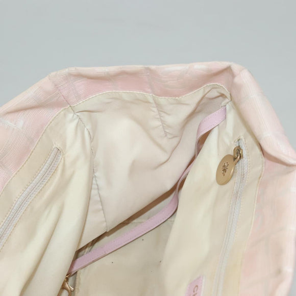 CHANEL New Travel Line Tote Bag Nylon Pink Gold CC Auth ti3318