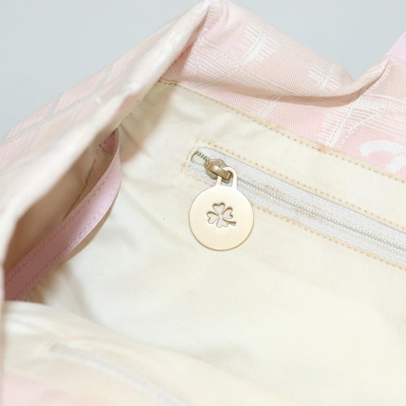 CHANEL New Travel Line Tote Bag Nylon Pink Gold CC Auth ti3318