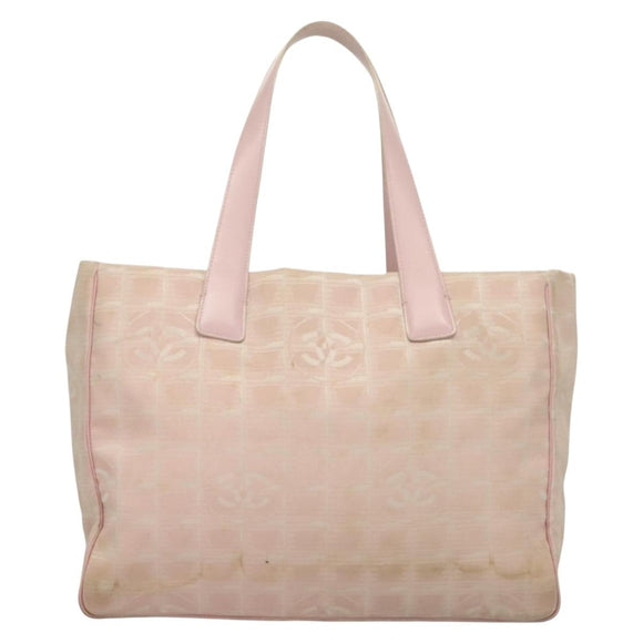 CHANEL New Travel Line Tote Bag Nylon Pink Gold CC Auth ti3318