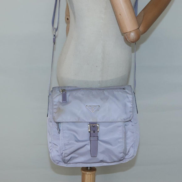 PRADA Shoulder Bag Nylon Purple Silver Auth ti3319