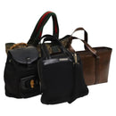 GUCCI GG Canvas Hand Bag PVC Nylon 4Set Beige Brown black Auth ti3325-1
