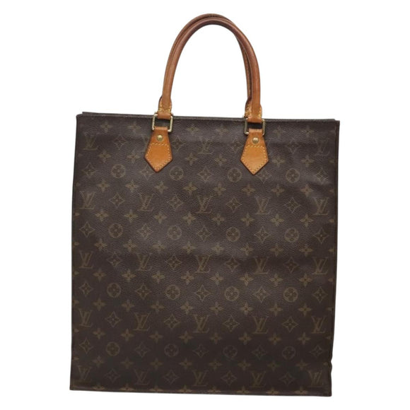 LOUIS VUITTON Monogram Sac Plat Hand Bag M51140 LV Auth ti3335