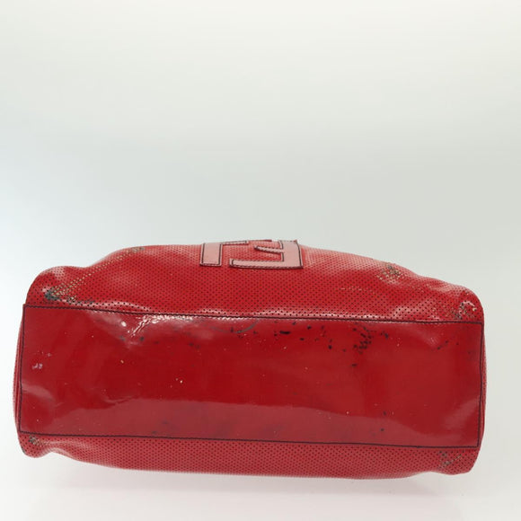 FENDI Tote Bag Enamel Red Silver Auth ti3342