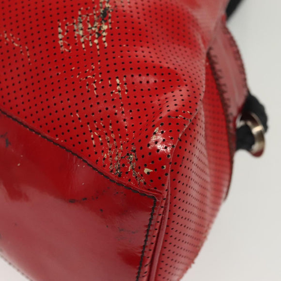 FENDI Tote Bag Enamel Red Silver Auth ti3342